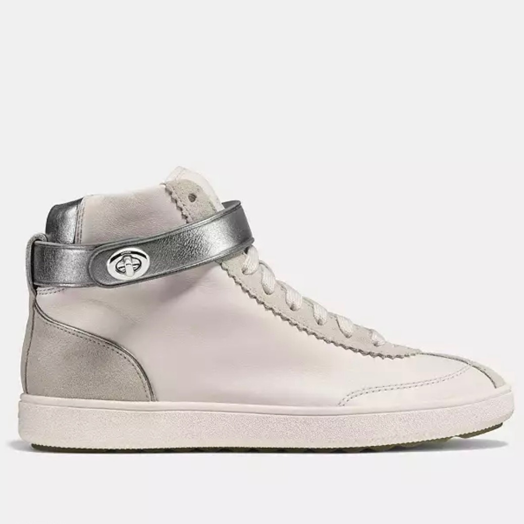 Coach Q9125 C213 Chalk White Leather Suede High Top Sneakers Shoes Size 9.5